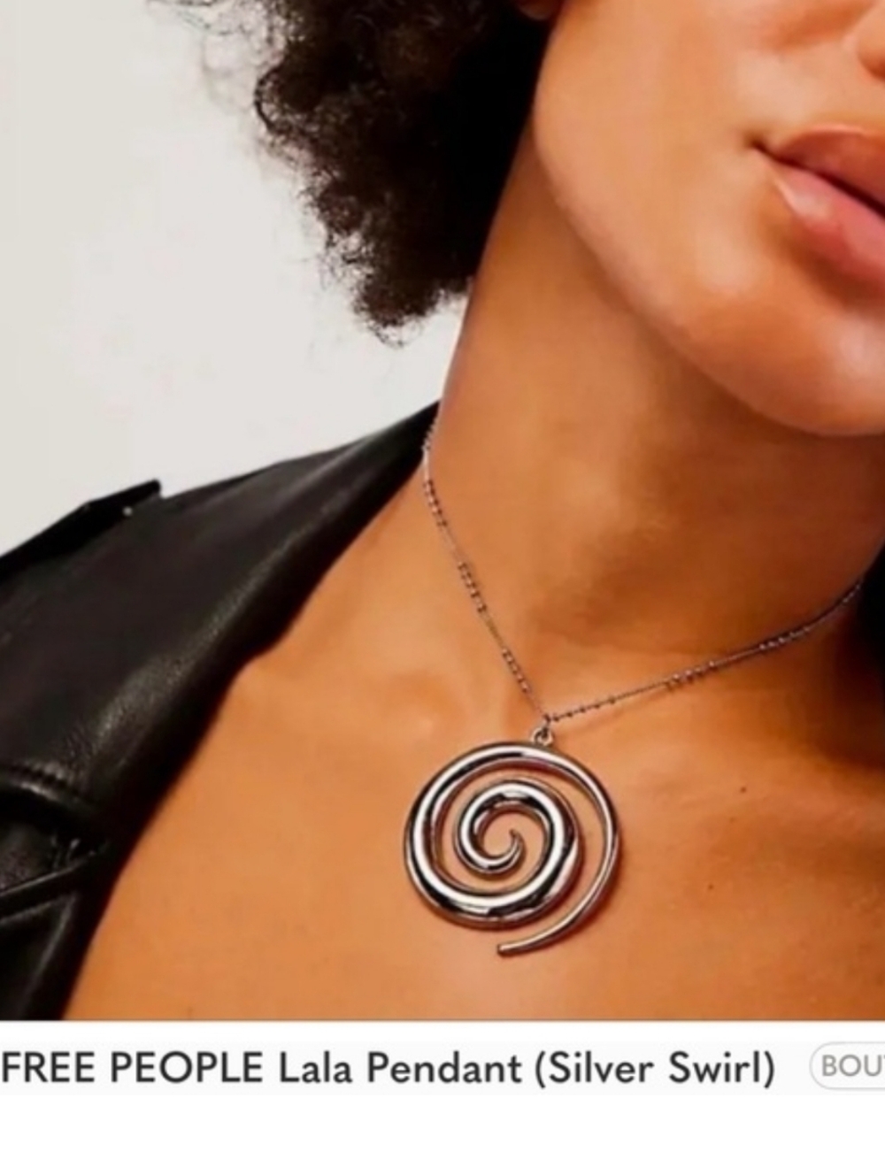 Free People RARE Lala Silver-Toned Swirl Pendant NWT